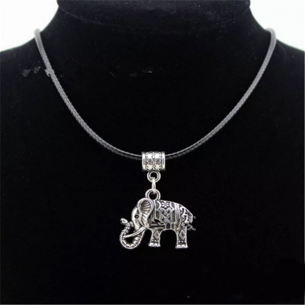 Tibet Style Silver Elephant Pendant Necklace Set - Picture 2 of 4